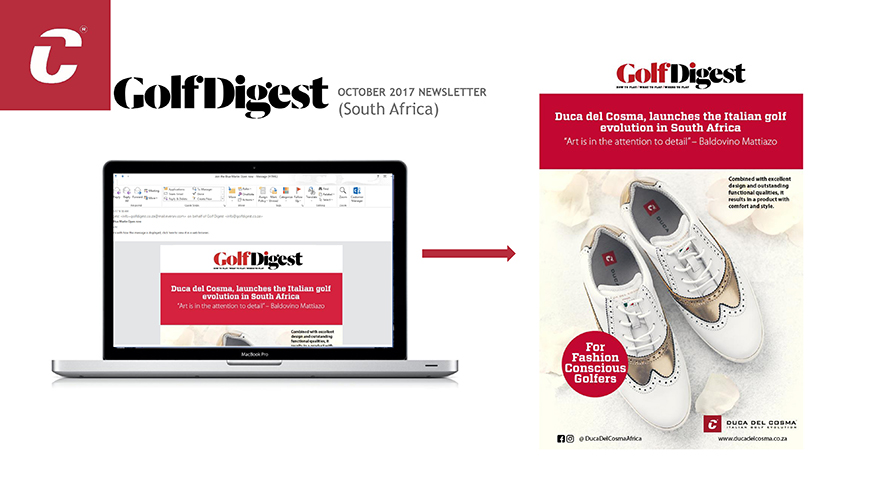 Duca del Cosma_ Golf Digest_October 2017 South Africa_ Launches the italian golf evolution in South Africa